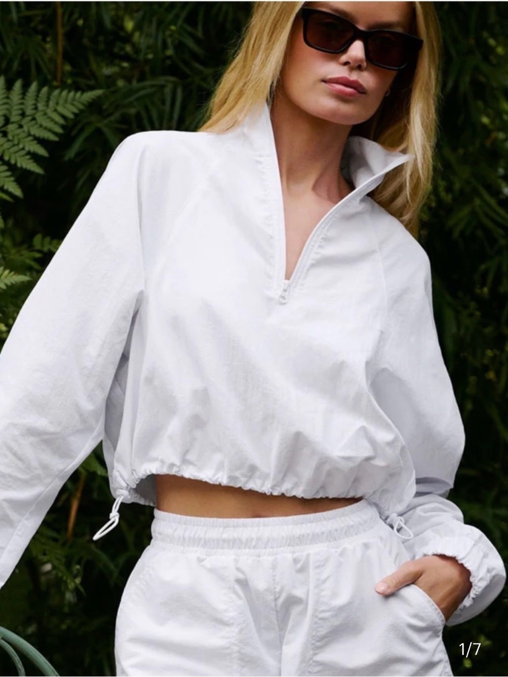 ALO Yoga White Half-Zip Cropped Jacket small